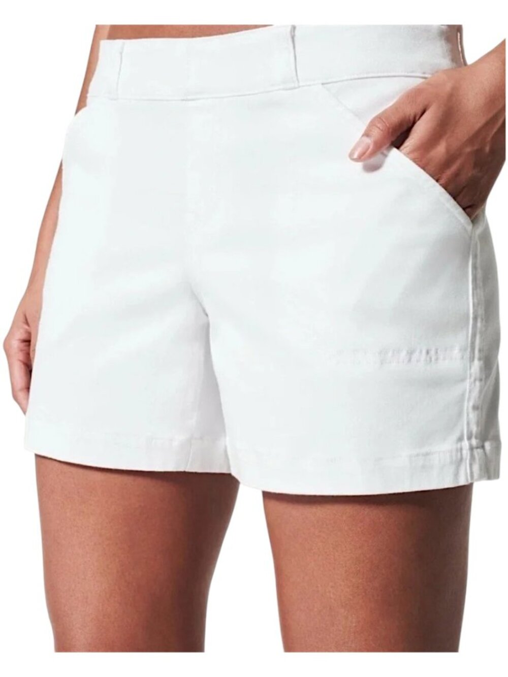 SPANX White Chino 4Pocket shorts W/Belt Loops 5" Inseam Women's Size S